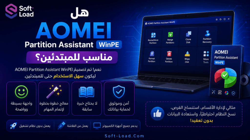هل AOMEI Partition Assistant WinPE مناسب للمبتدئين؟
