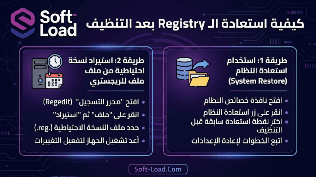 كيفية استعادة Registry بعد التنظيف