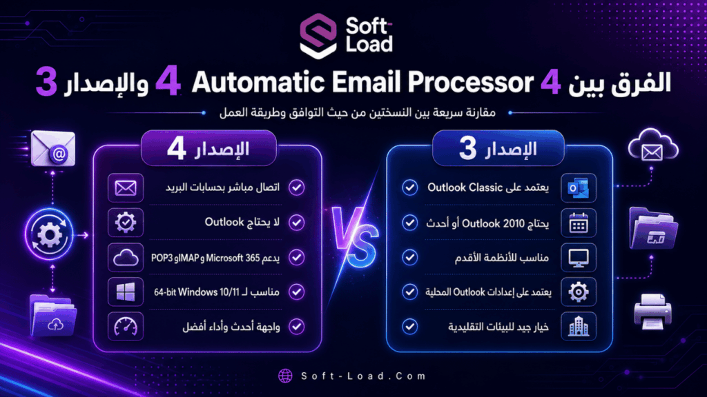 الفرق بين Automatic Email Processor 4 والإصدار 3