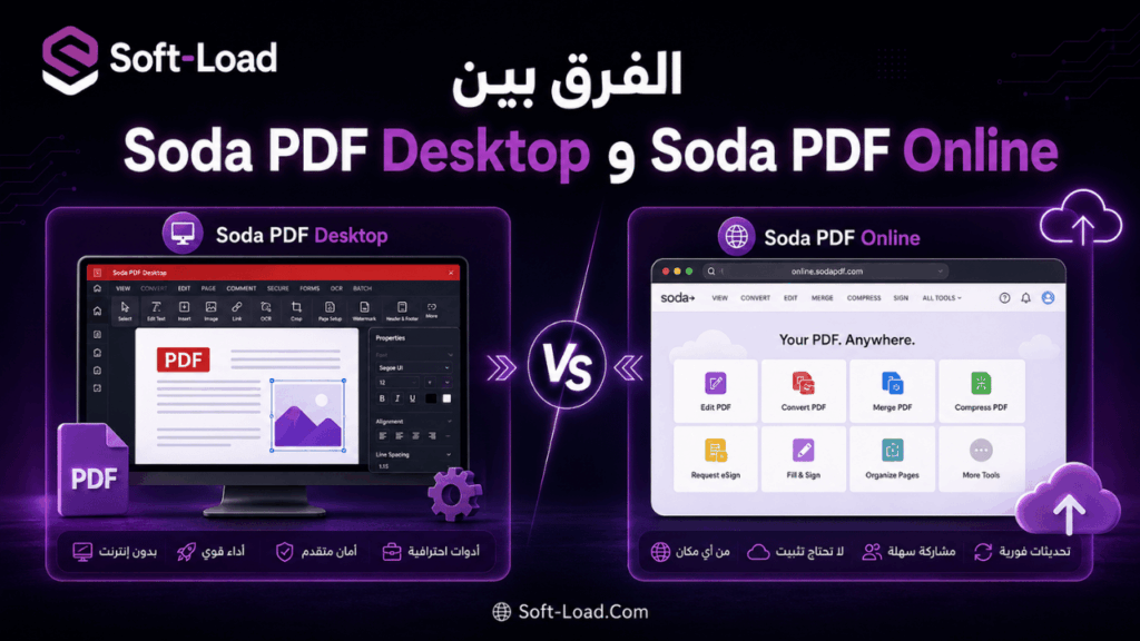 الفرق بين Soda PDF Desktop وSoda PDF Online