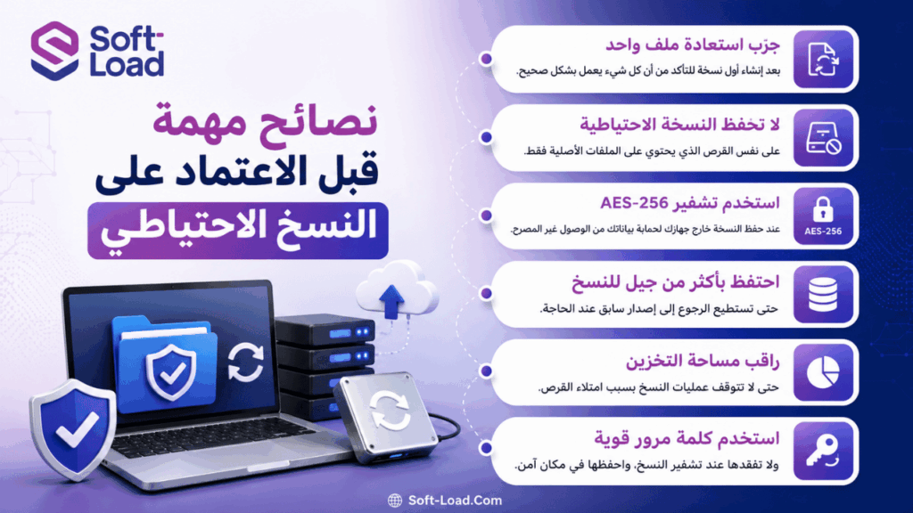 نصائح مهمة قبل الاعتماد على النسخ الاحتياطي