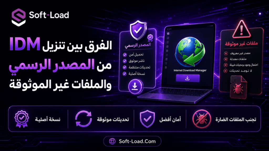 الفرق بين تنزيل IDM من المصدر الرسمي والملفات غير الموثوقة