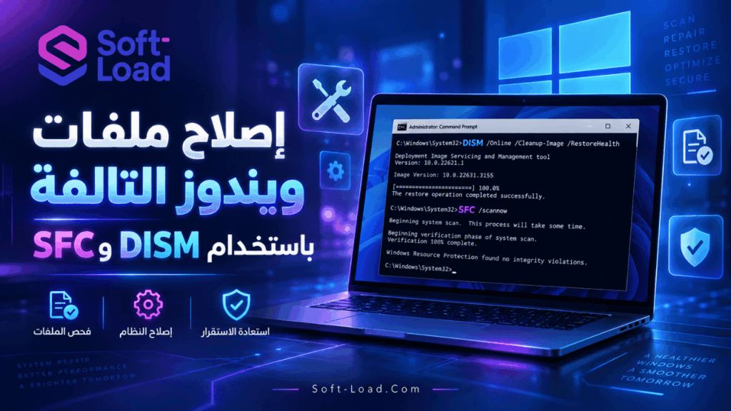 إصلاح ملفات ويندوز التالفة باستخدام DISM وSFC