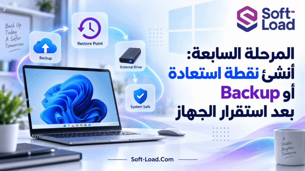 المرحلة السابعة أنشئ نقطة استعادة أو Backup بعد استقرار الجهاز