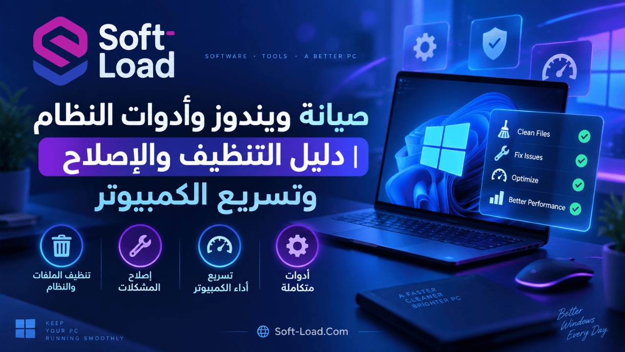 صيانة ويندوز وأدوات النظام دليل التنظيف والإصلاح وتسريع الكمبيوتر