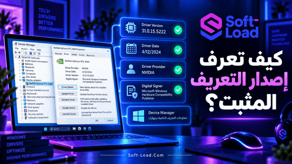 كيف تعرف إصدار التعريف المثبت؟