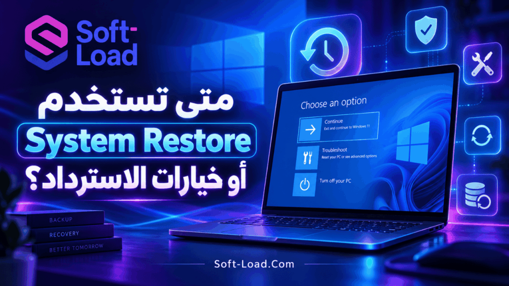 متى تستخدم System Restore أو خيارات الاسترداد؟