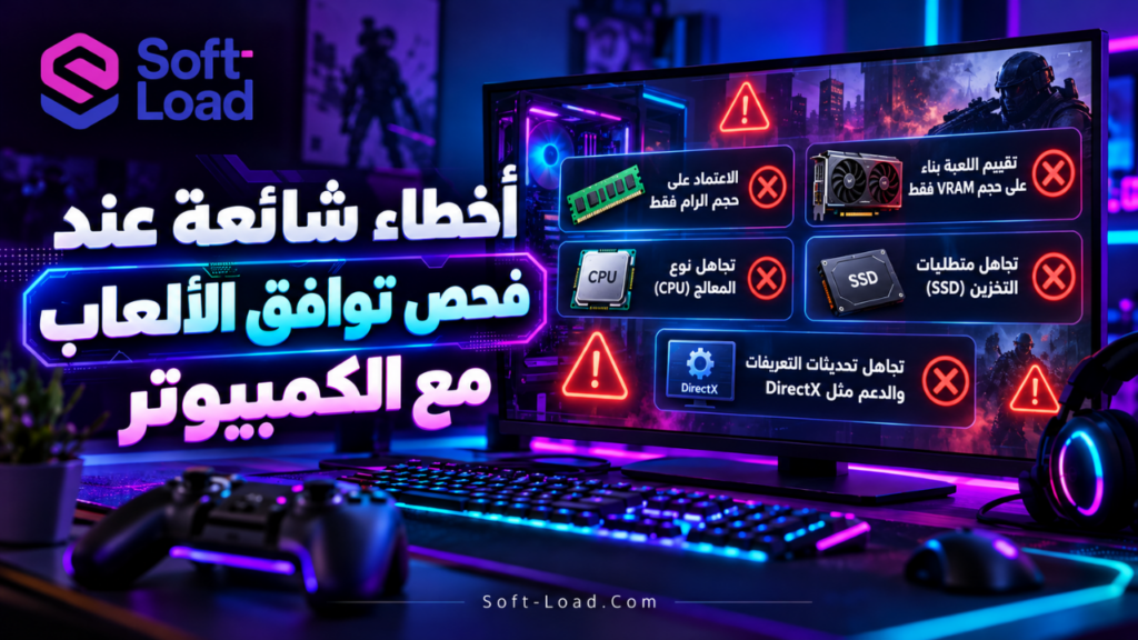 أخطاء شائعة عند فحص توافق الألعاب مع الكمبيوتر