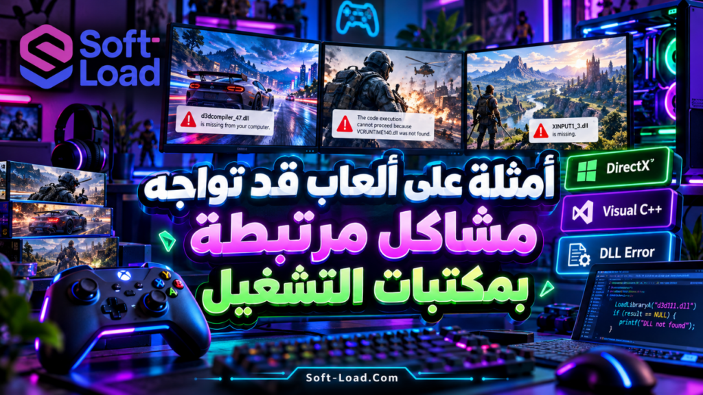 أمثلة على ألعاب قد تواجه مشاكل مرتبطة بمكتبات التشغيل