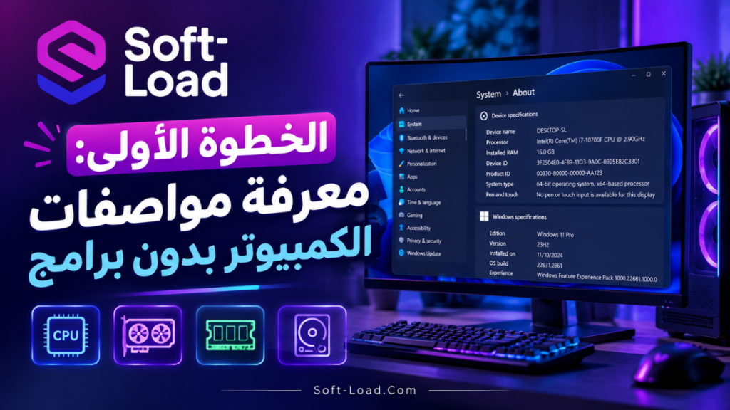 الخطوة الأولى معرفة مواصفات الكمبيوتر بدون برامج