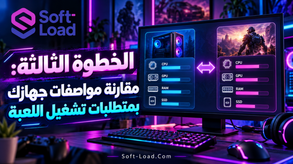 الخطوة الثالثة مقارنة مواصفات جهازك بمتطلبات تشغيل اللعبة