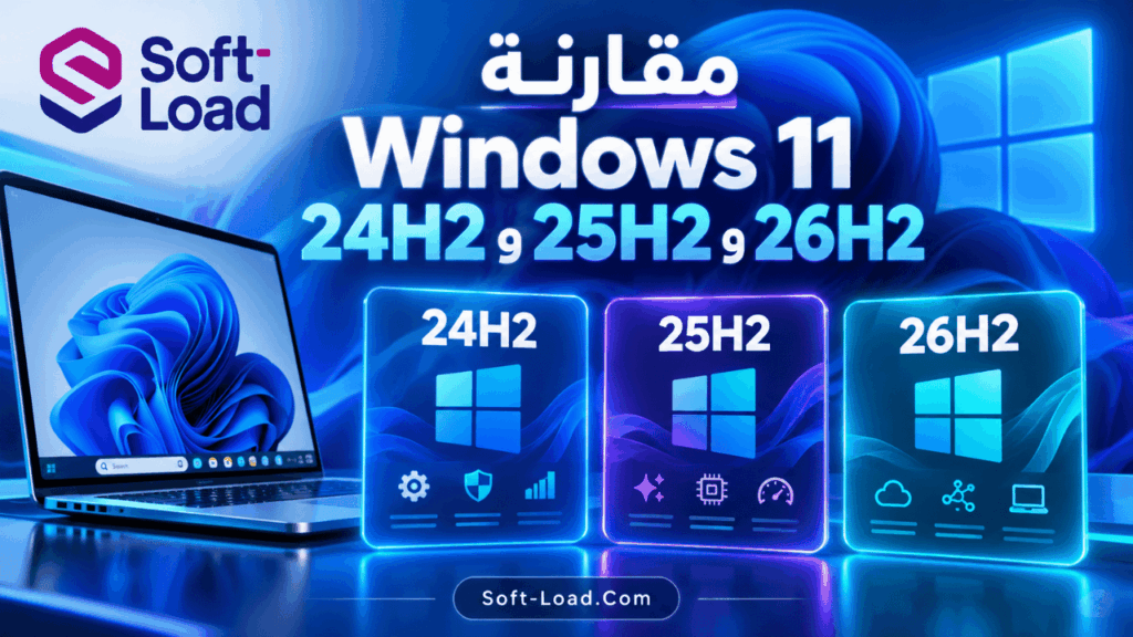 مقارنة Windows 11 24H2 و25H2 و26H2